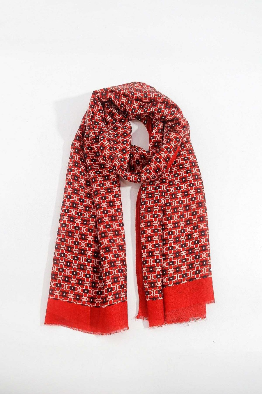 Accessories | SOUL Accessories Geometric Print Scarf In Red