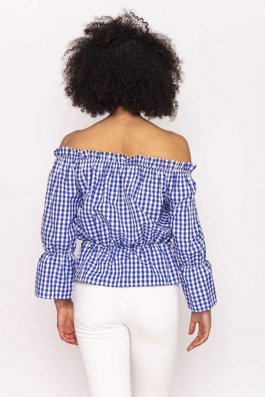 Tops & Blouses | Nova of London Gingham Bardot Top In Blue