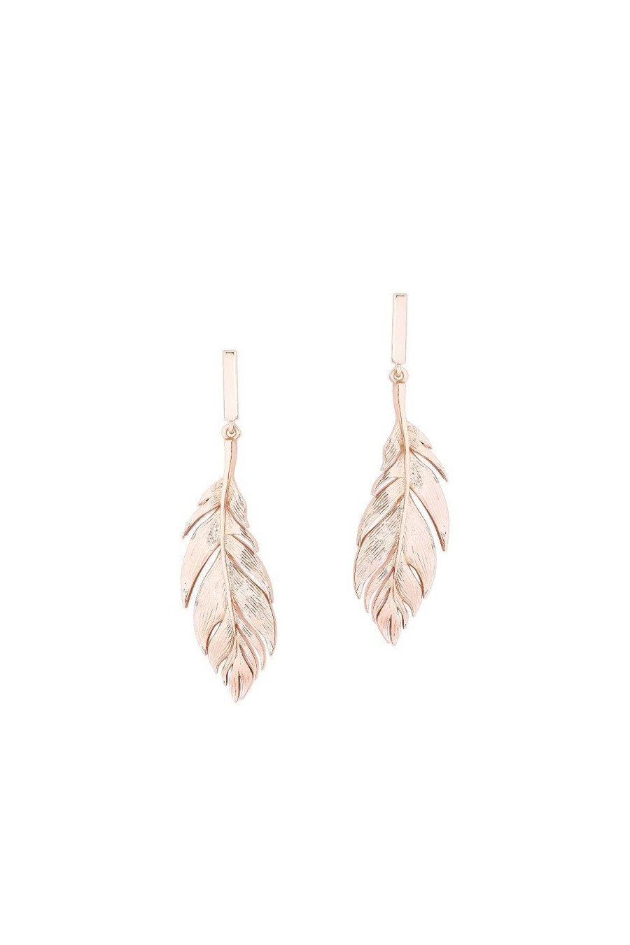 Earrings | Tipperary Crystal Jewellery Feather Simple Drop Earrings In Rose Gold