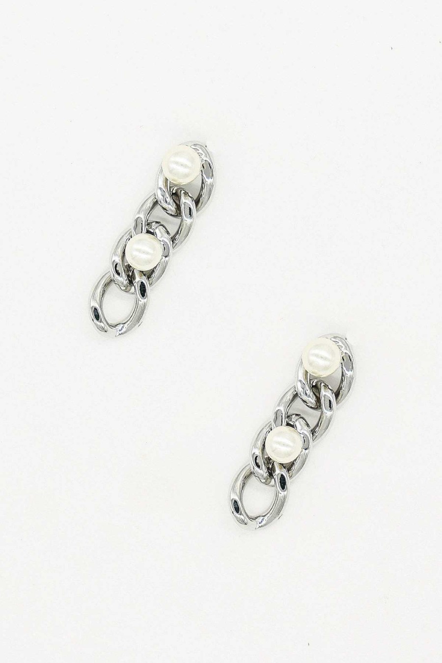 Earrings | Joularie Triple Link Earrings In Silver