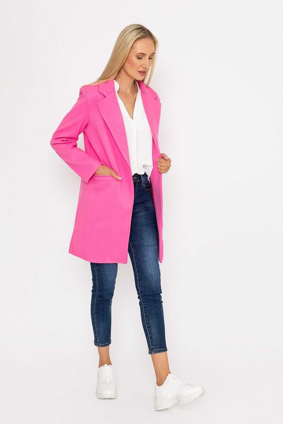 Coats & Jackets | Pala D'oro One Button Coat In Pink