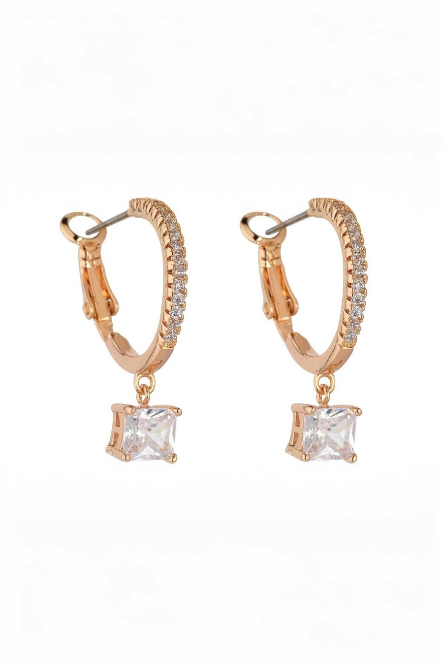 Earrings | Knight & Day Crystal Rose Gold Hoop Earrings