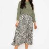 Skirts & Shorts | Pala D'Oro Khaki Animal Print Pleated Skirt