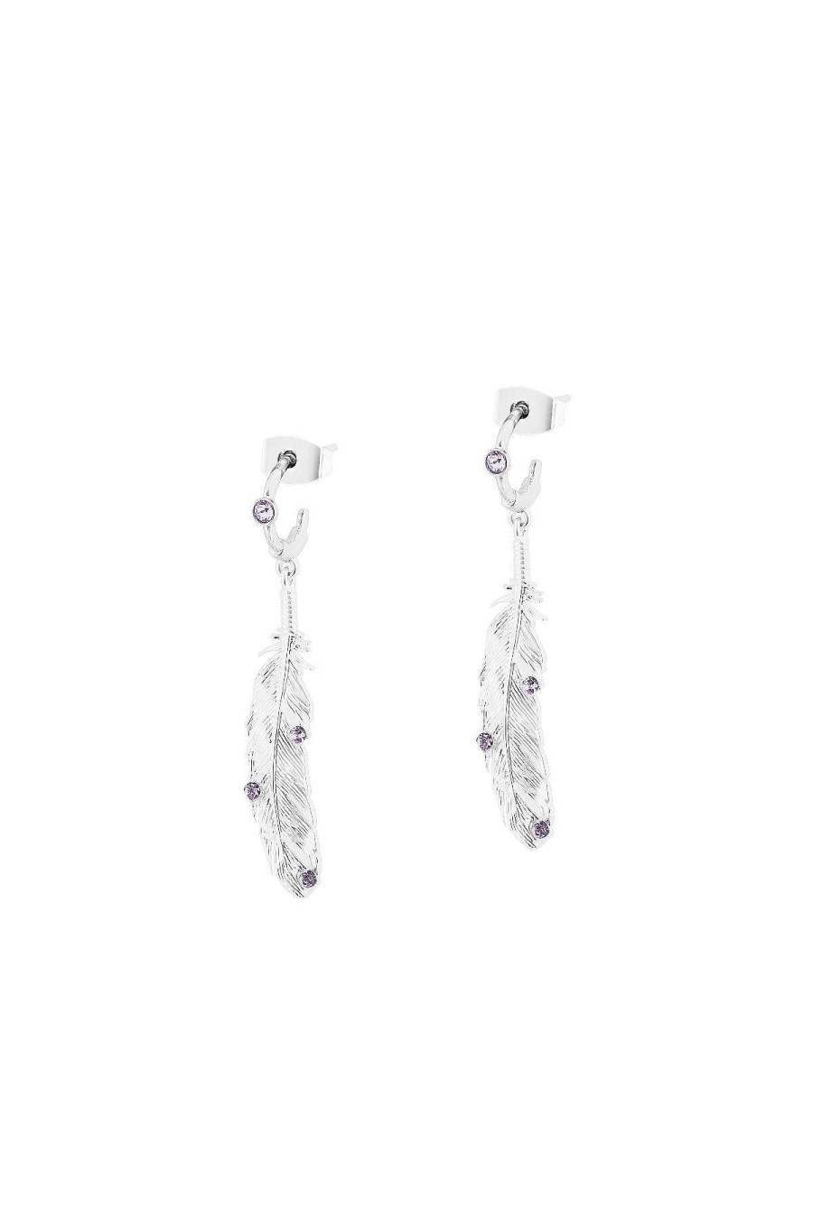 Boxed Gifts | Tipperary Crystal Jewellery Hoop Earrings With Feathers In Silver