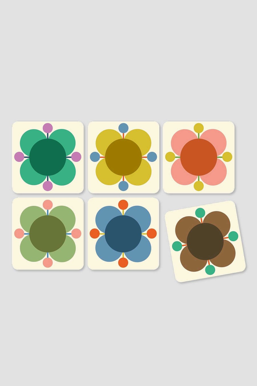 Placemats & Coasters | Orla Kiely Set Of 6 Cork Coasters - Atomic Flower