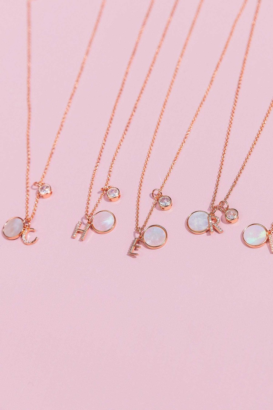 Teenager | Cherish F Initial Necklace In Rose Gold