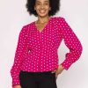 Tops & Blouses | Rowen Avenue Polka Dot V-Neck Blouse In Pink