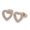 Boxed Gifts | Tipperary Crystal Jewellery Rose Gold Double Pave Heart Earrings