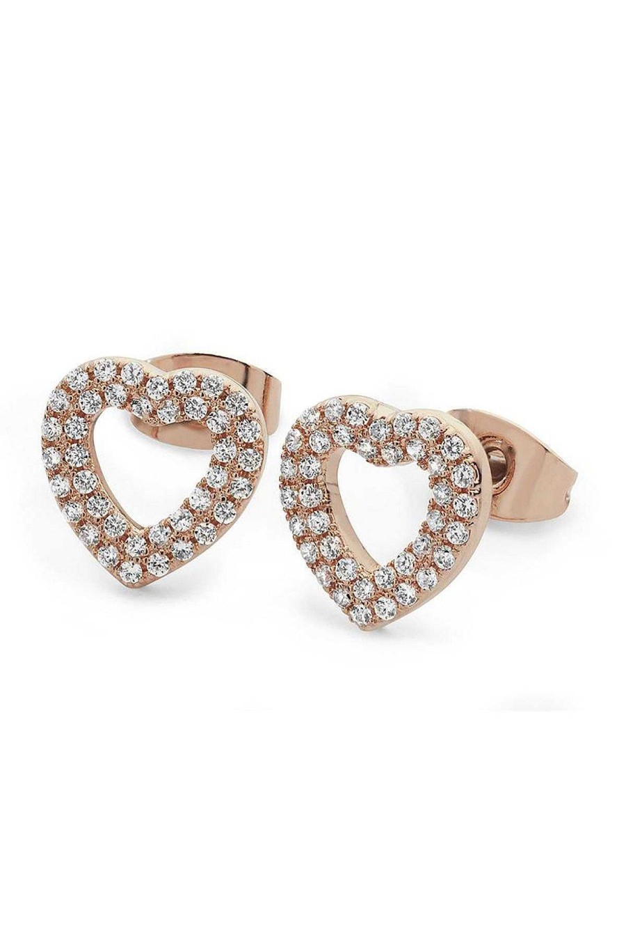 Boxed Gifts | Tipperary Crystal Jewellery Rose Gold Double Pave Heart Earrings