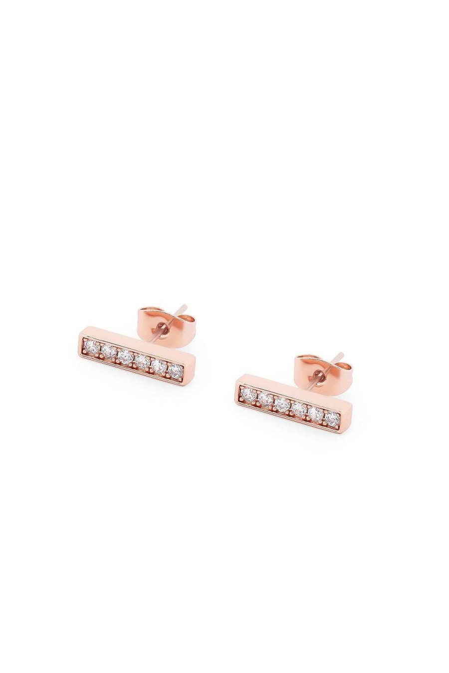 Boxed Gifts | Tipperary Crystal Jewellery T-Bar Stud Earrings In Rose Gold