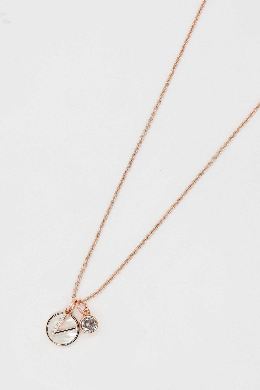 Jewellery | Cherish V Initial Necklace In Rose Gold