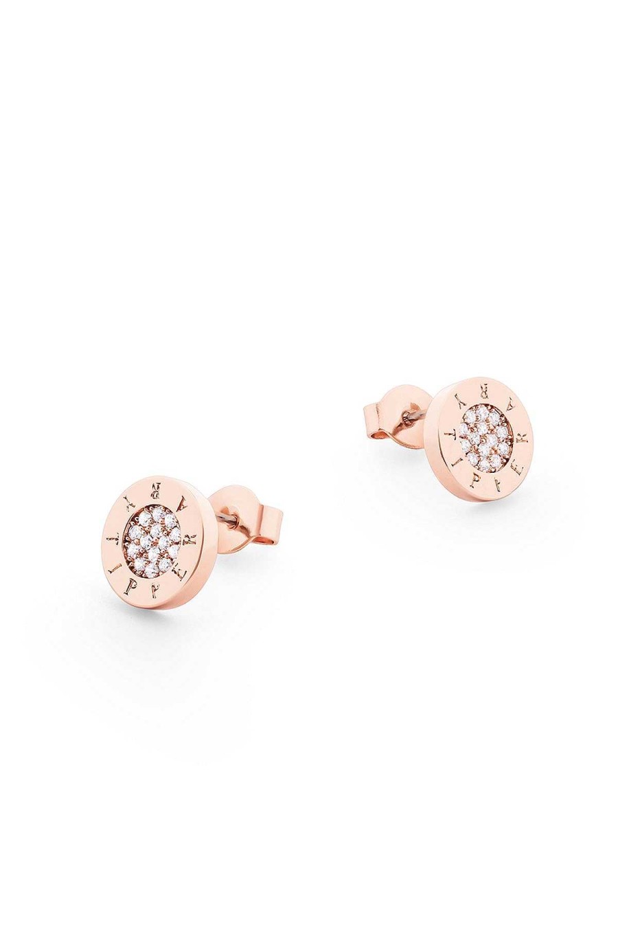 Boxed Gifts | Tipperary Crystal Jewellery Circle Pave Rose Gold Stud Earrings