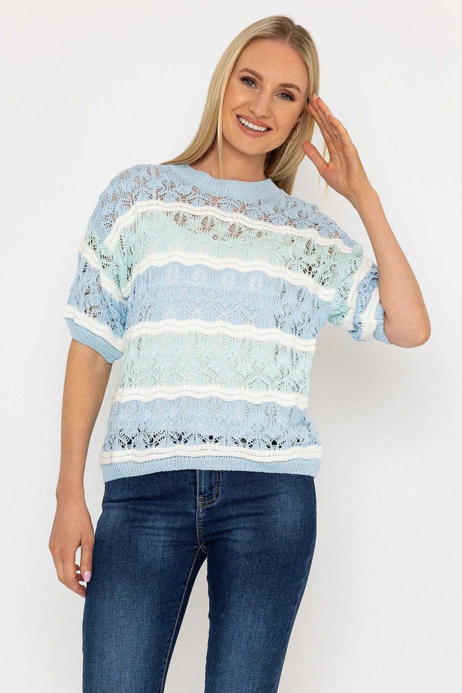 Jumpers & Cardigans | Pala D'oro Blue Stripe Knit Jumper