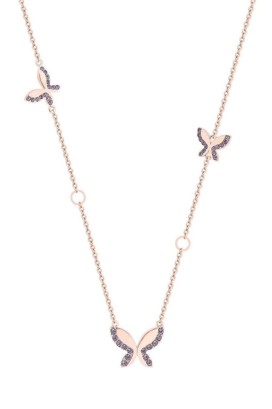 Boxed Gifts | Tipperary Crystal Jewellery Butterfly Rose Gold Necklace