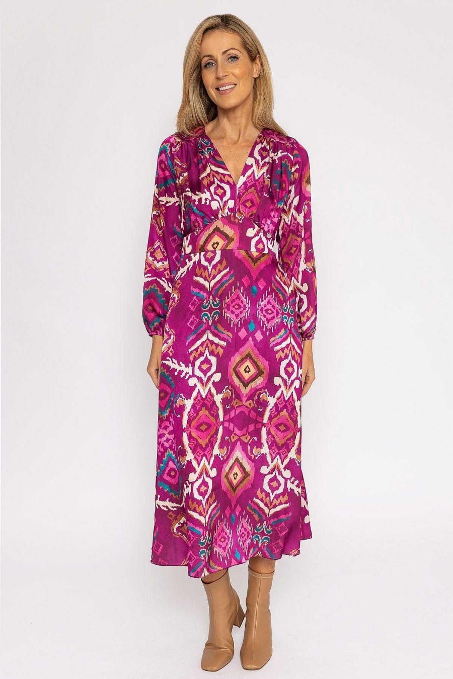 Sale Dresses | Pala D'oro Cliodhna Pink Printed Midi Dress