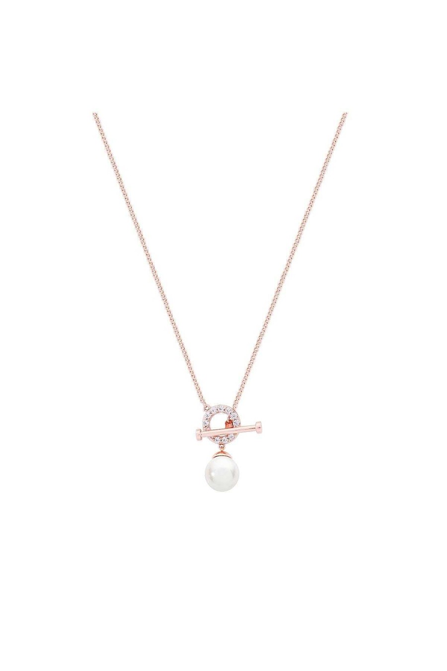 Boxed Gifts | Tipperary Crystal Jewellery Circle T-Bar Necklace In Rose Gold