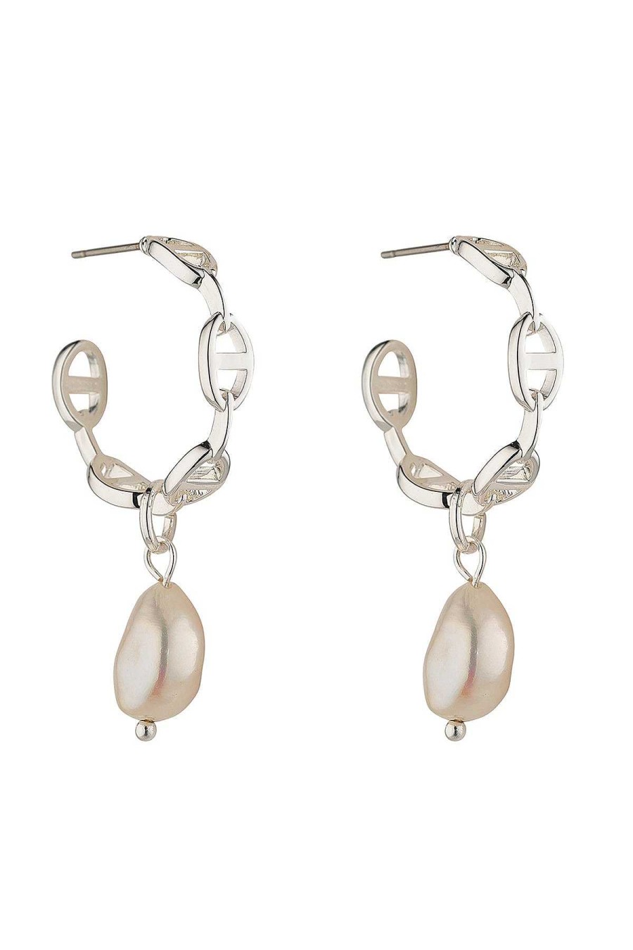 Jewellery | Knight & Day Freshwater Pearl Hoops, Silver