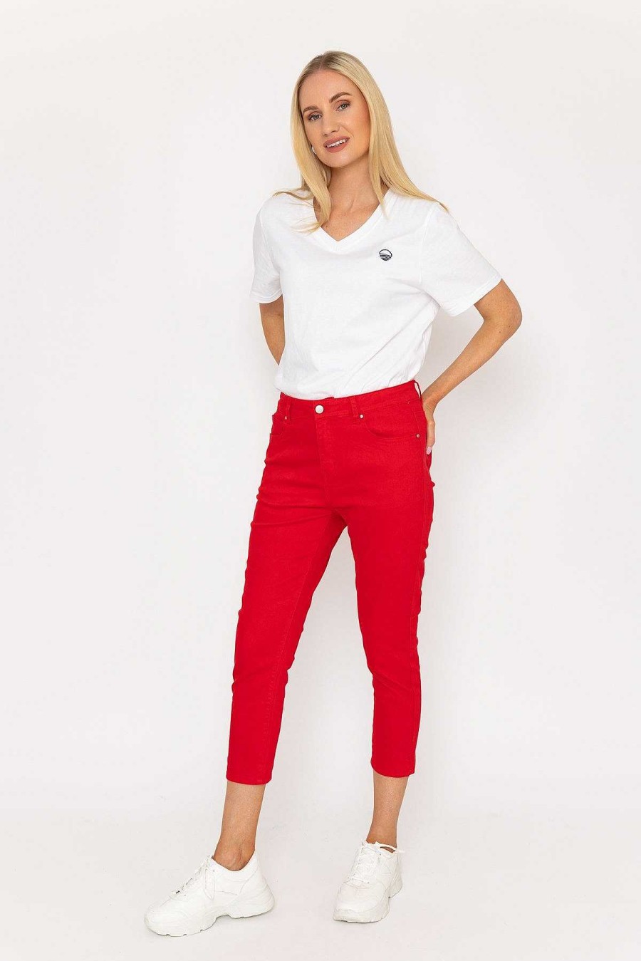 As Seen On Social | West Quay Crop Stretch Jeans In Red