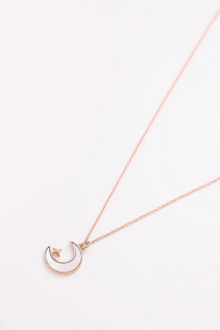 As Seen On Social | Cherish Star And Moon Necklace In Rose Gold