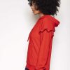 Hoodies & Sweatshirts | Kelly & Grace Weekend Frill Sleeve Hoody In Red