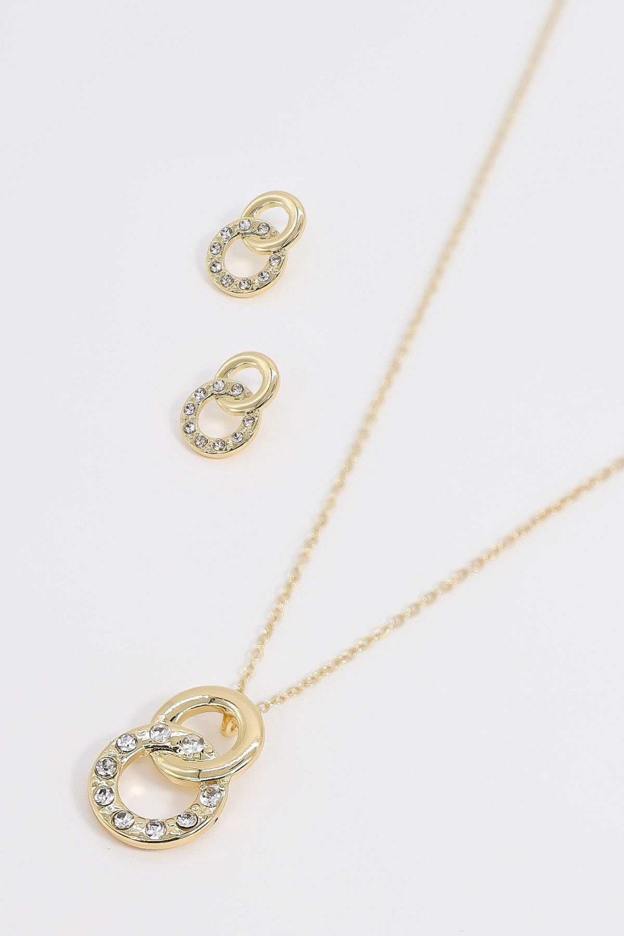 Necklaces | Joularie Double Circle Necklace In Gold