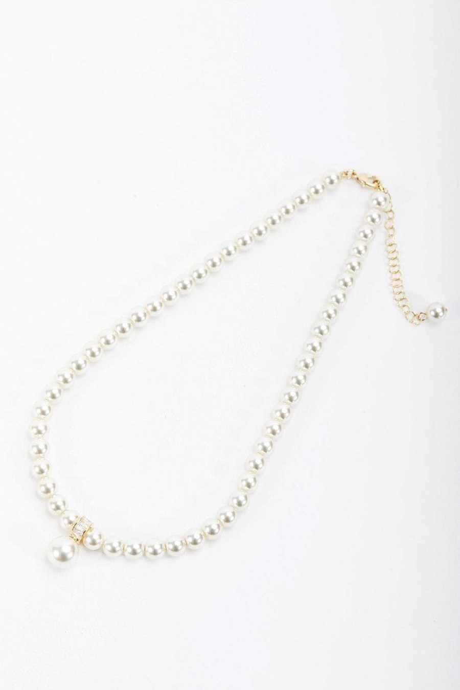 Boxed Gifts | Joularie Gold Tone Drop Pearl Necklace