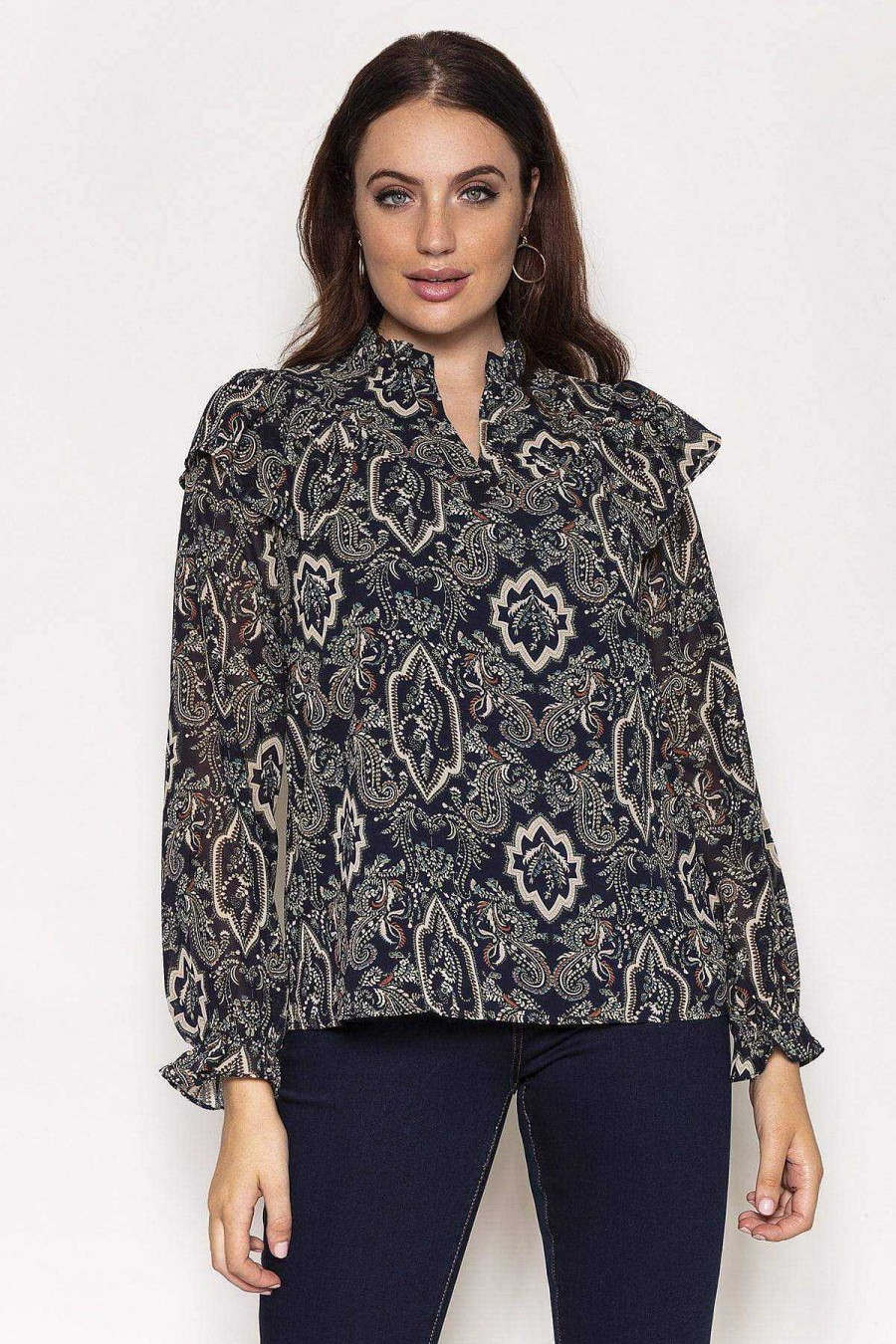 Tops & Blouses | Rowen Avenue Paisley Blouse In Navy