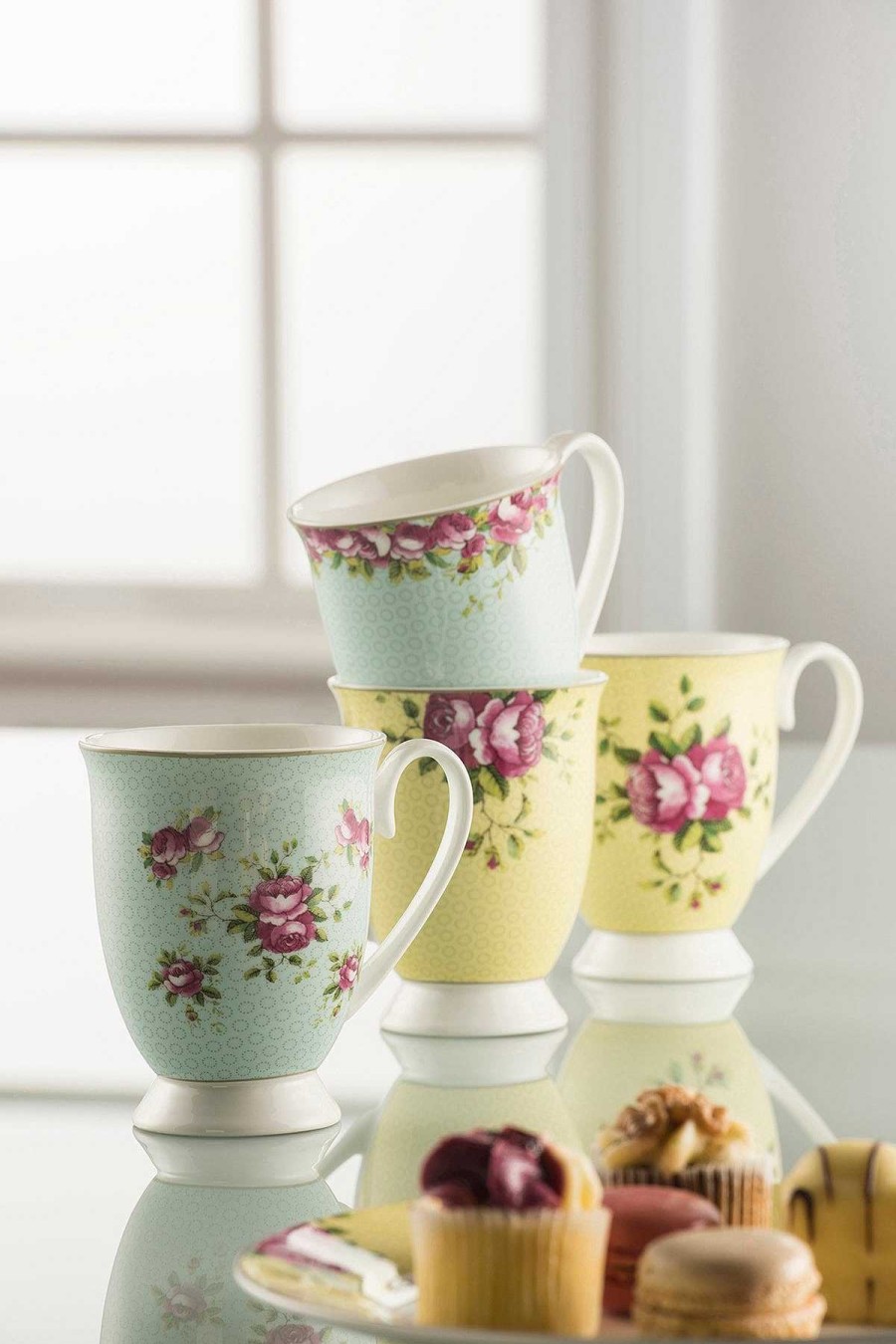 Homeware | Belleek Archive Rose Ceramic 4 Piece Mug Set