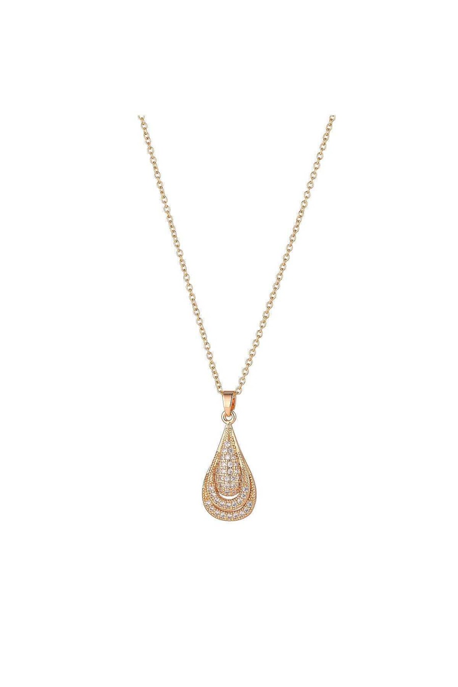 Jewellery | Knight & Day Gold Micropave Teardrop Pendant