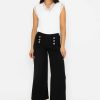 Jeans & Trousers | Pala D'oro Black Wide Leg Scuba Trousers