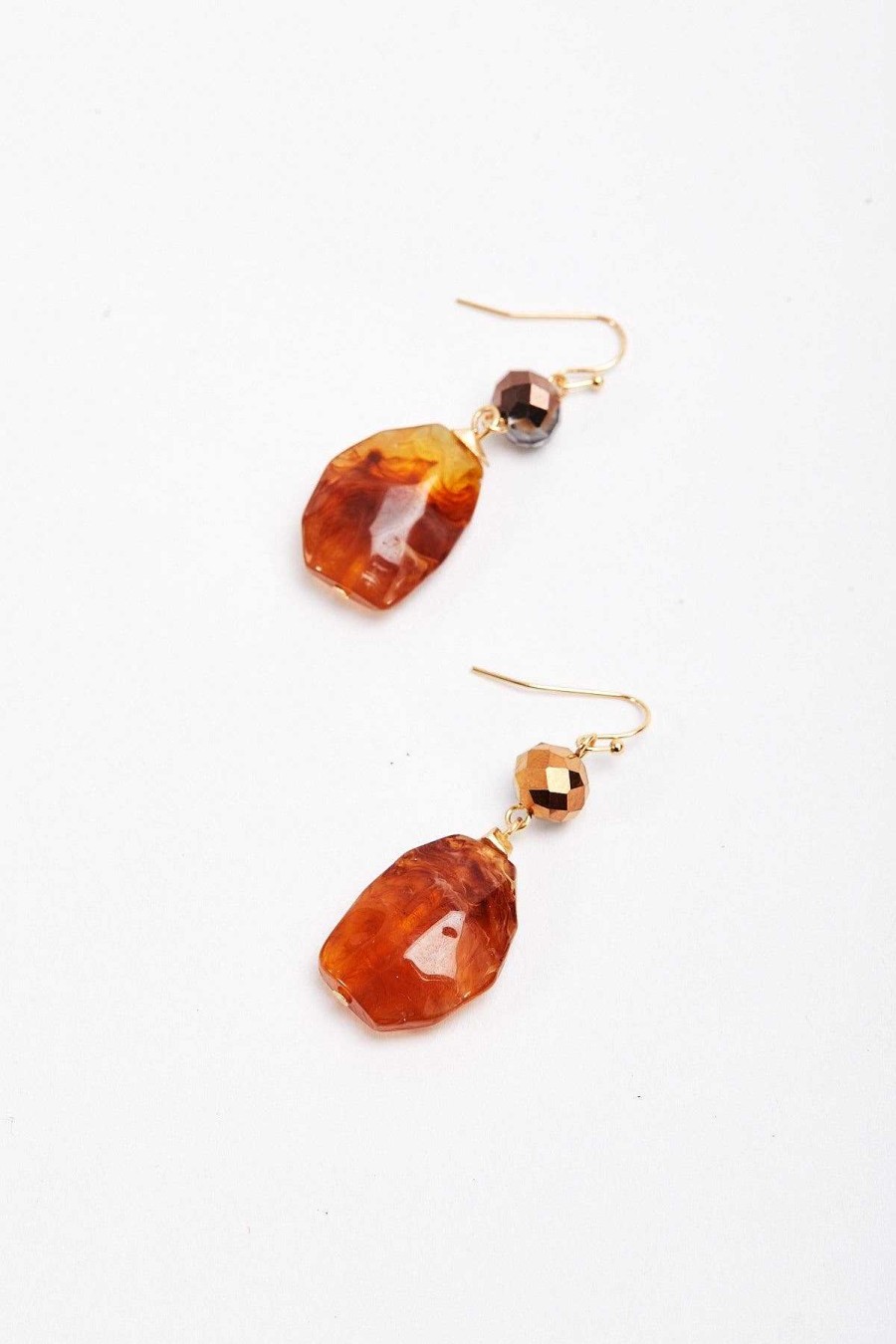 Earrings | Soul Jewellery Gold And Brown Beaded Earrings