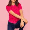 Jumpers & Cardigans | Kelly & Grace Weekend Merino Stripe Crew In Pink