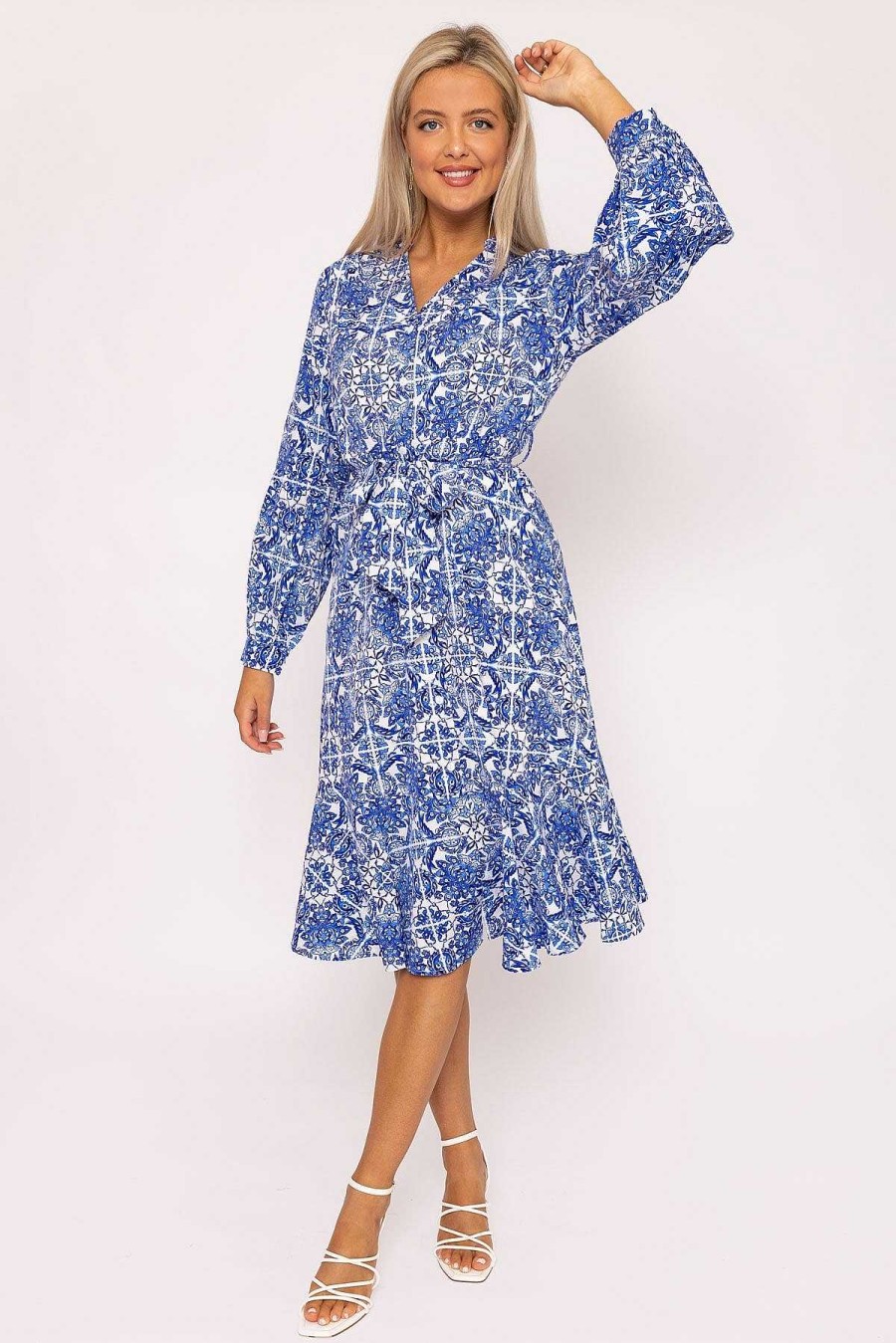 Sale Dresses | Rowen Avenue Norah Blue Printed Midi Dress