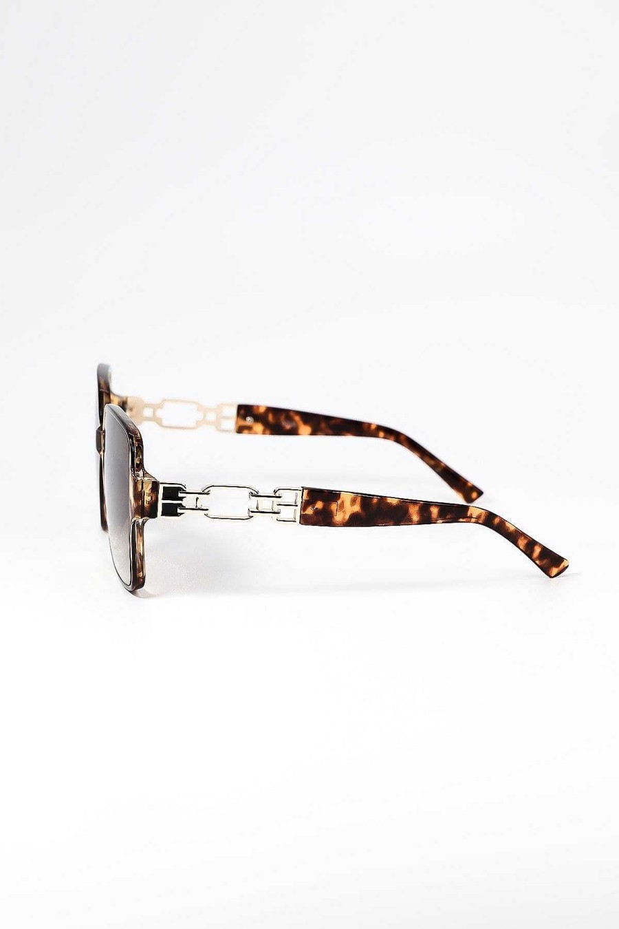 Sunglasses | SOUL Accessories Oversized Tortoise Shell Sunglasses With Gold Detail