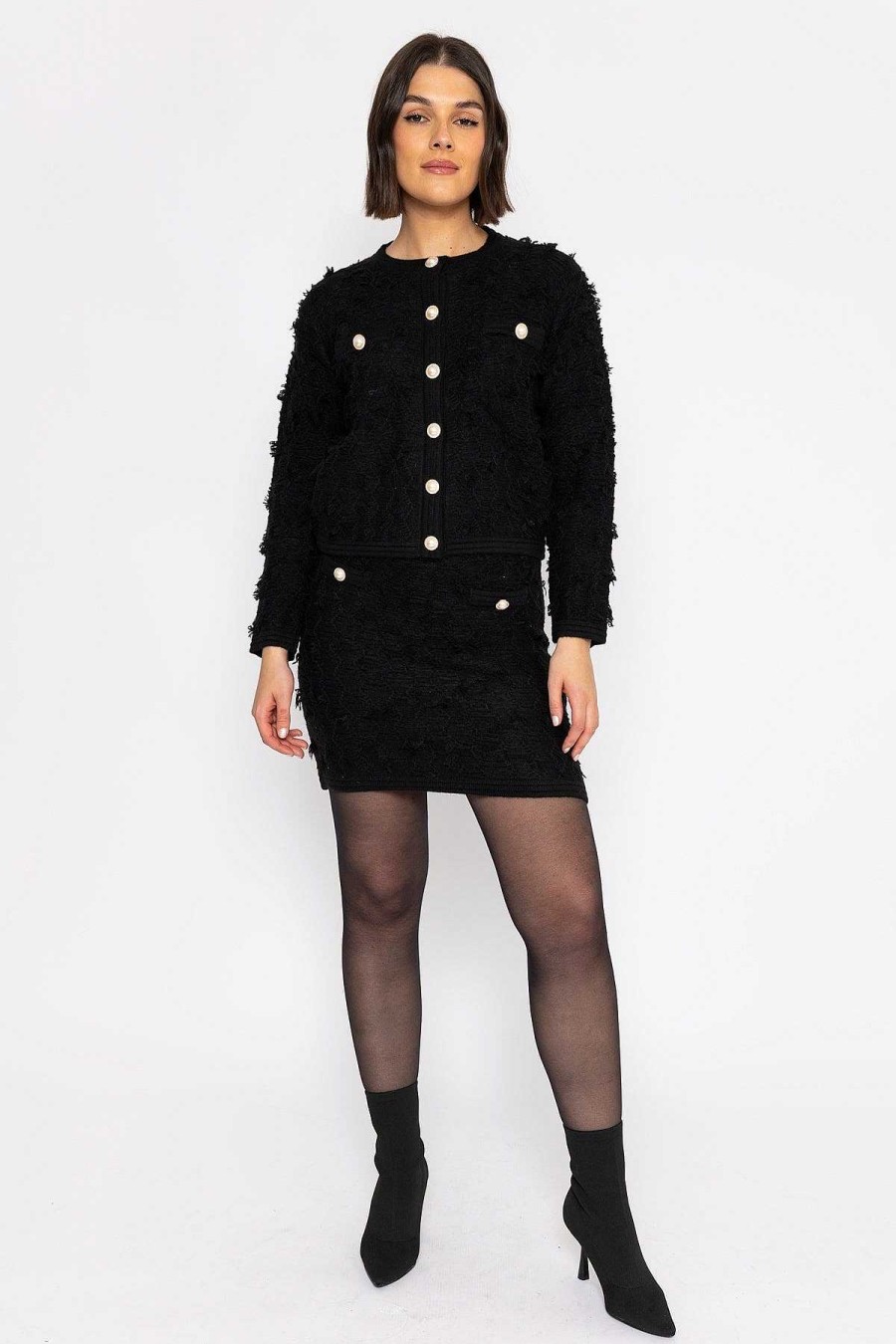 Blazers | Elli White Boucle Jacket In Black