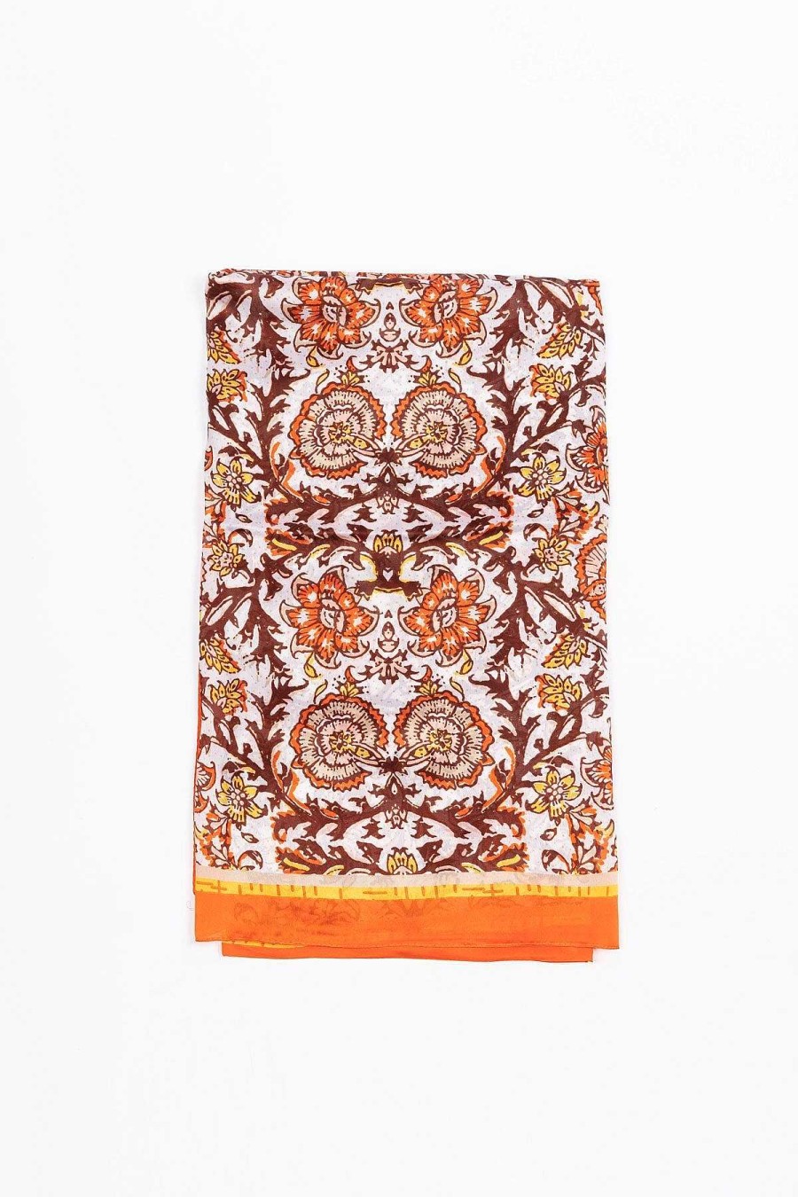 Accessories | SOUL Accessories Silk Blend Floral Scarf In Orange