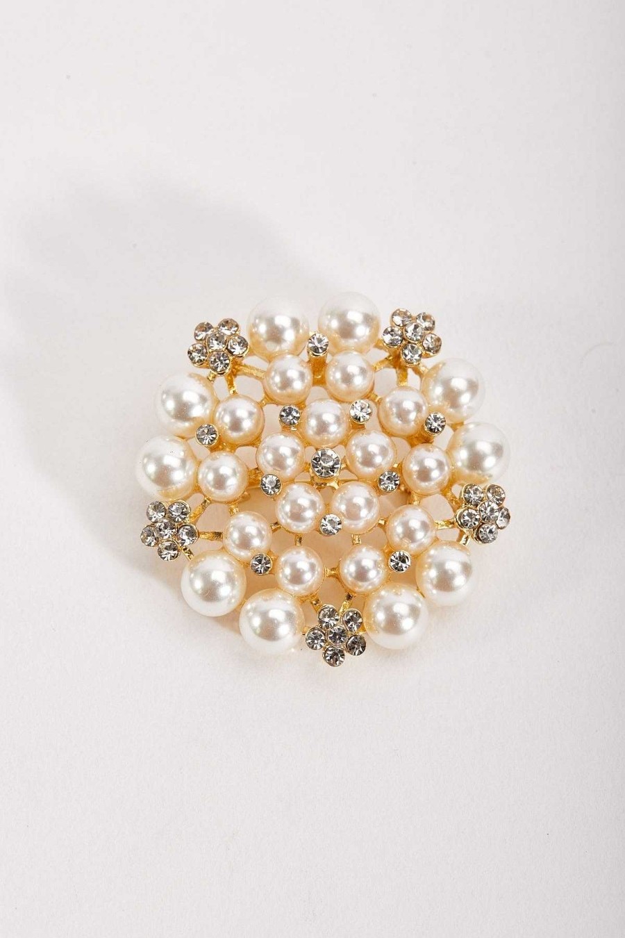 Boxed Gifts | Joularie Flower Diamante Pearl Brooch