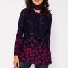 Jumpers & Cardigans | Voulez Vous Printed Knit Tunic With Snood In Navy