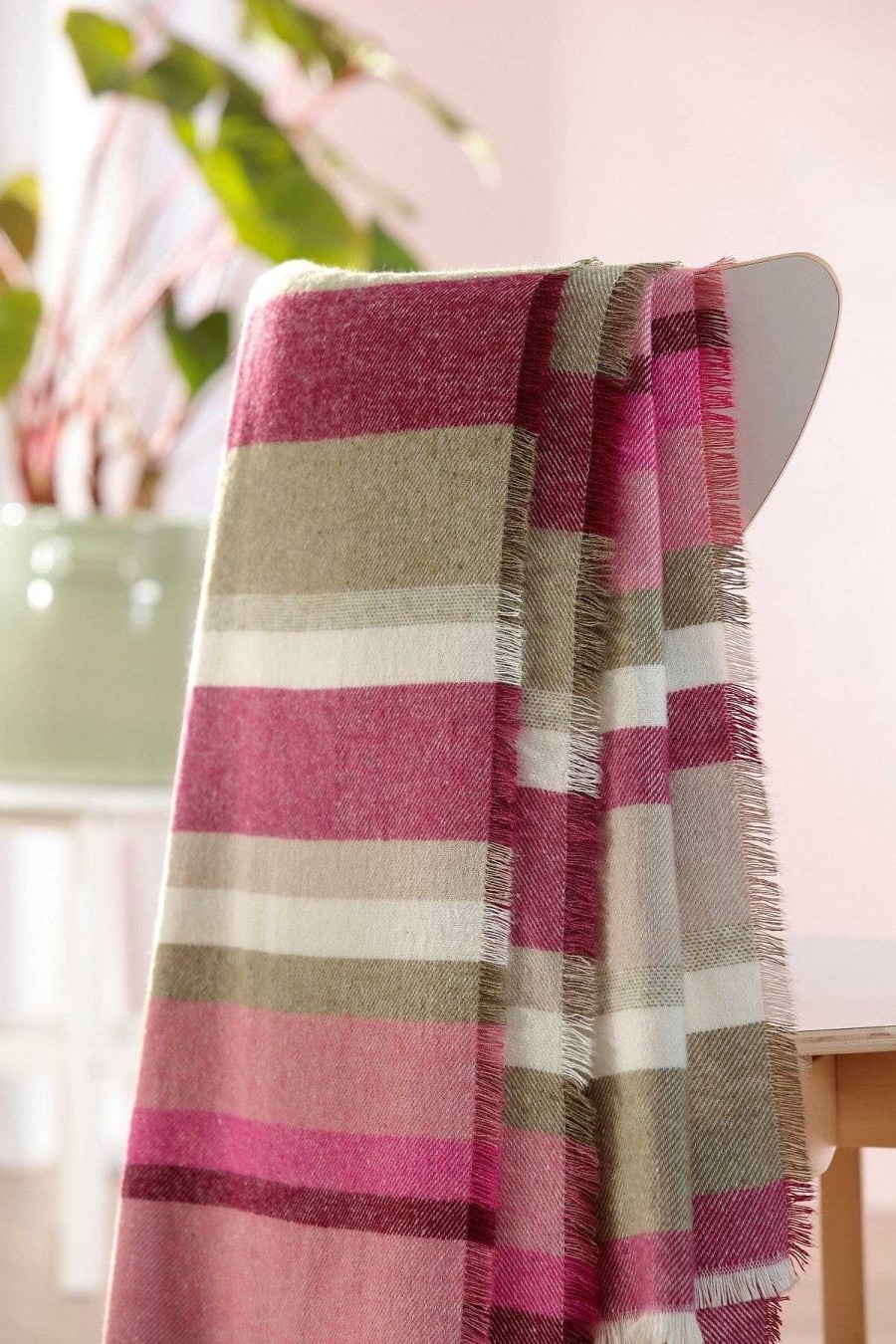 Homeware | Biederlack Stripe Out Pink Blanket