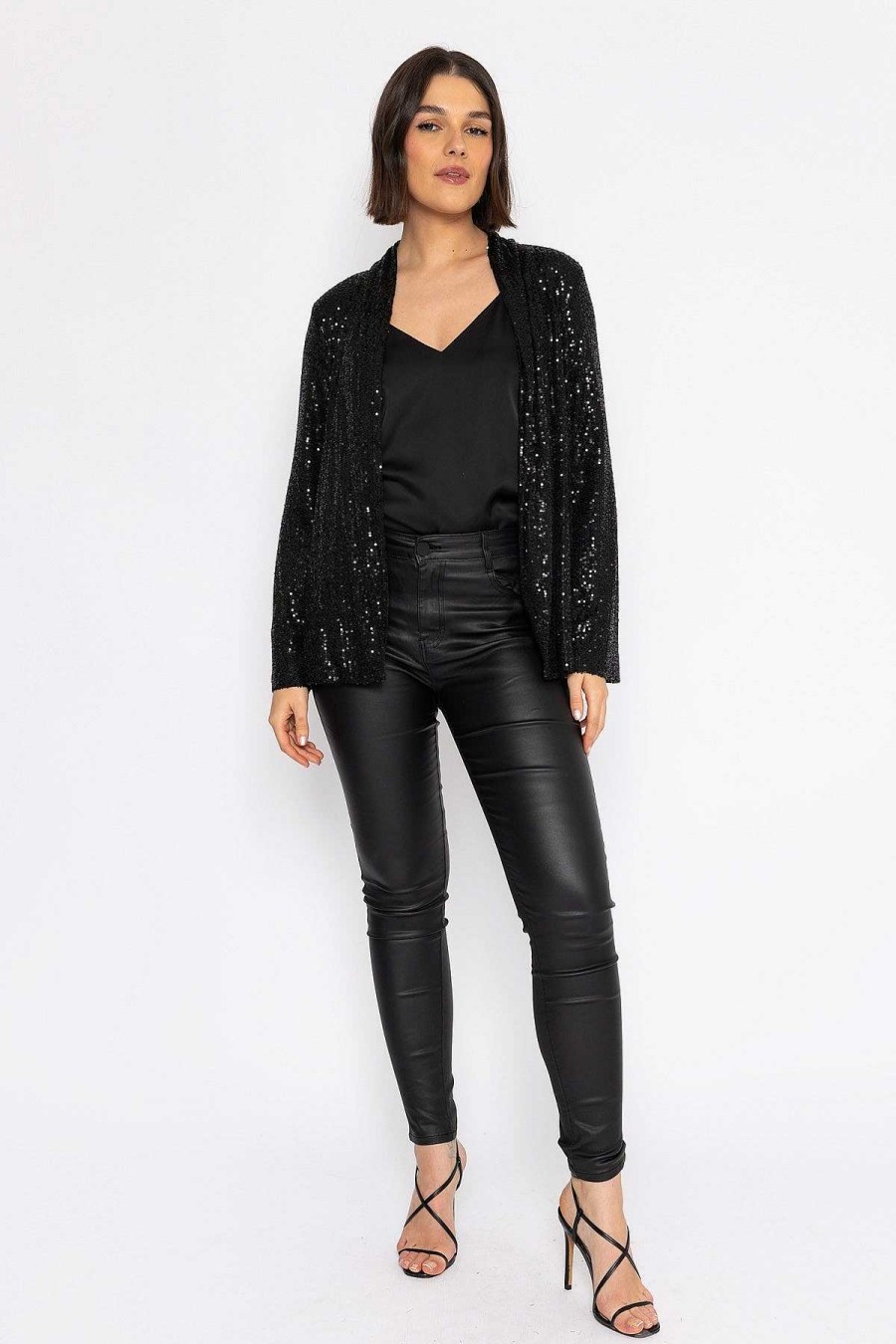 Blazers | Rowen Avenue Sequin Chuck On Jacket In Black