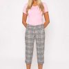 Jeans & Trousers | Kelly & Grace Weekend Bengaline Check Crop Pants In Pink Print