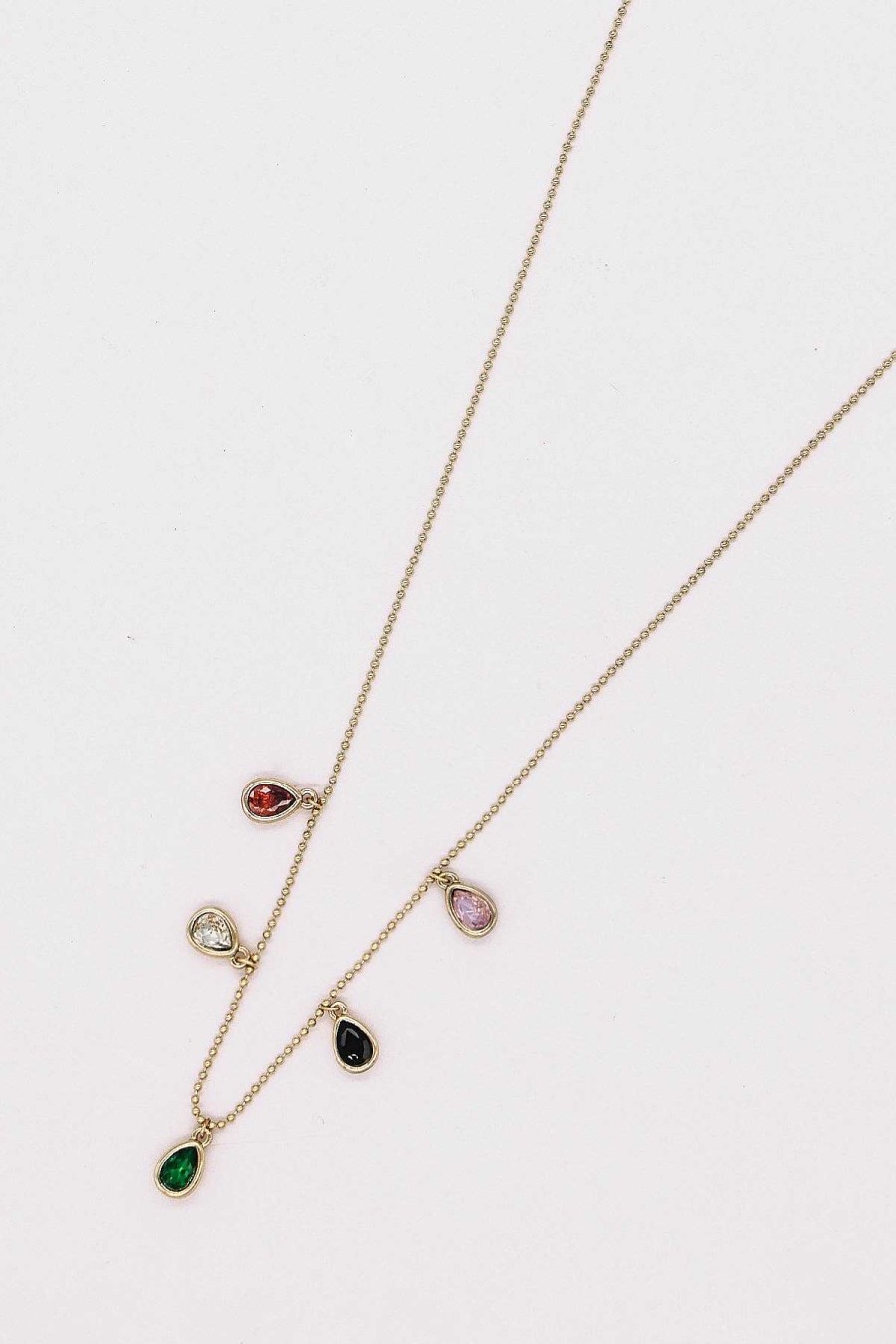 Necklaces | Joularie Coloured Teardrop Chain