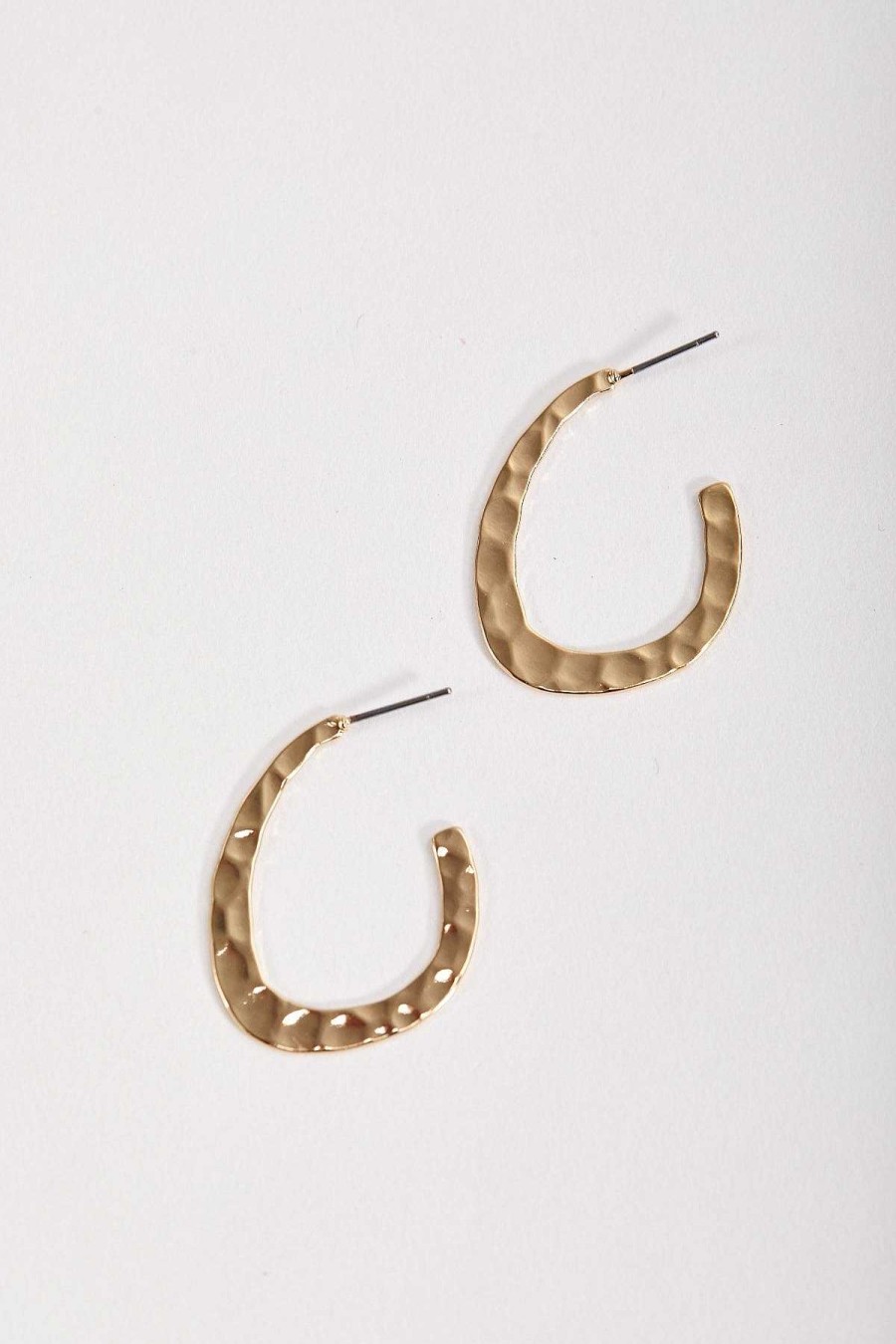 Earrings | Soul Jewellery Flat Textured Open Hoop Earrings