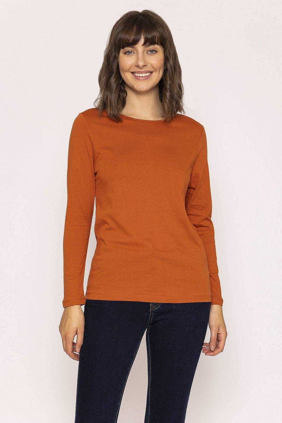 Tops & Blouses | Kelly & Grace Weekend Long Sleeve Basic Tee In Rust