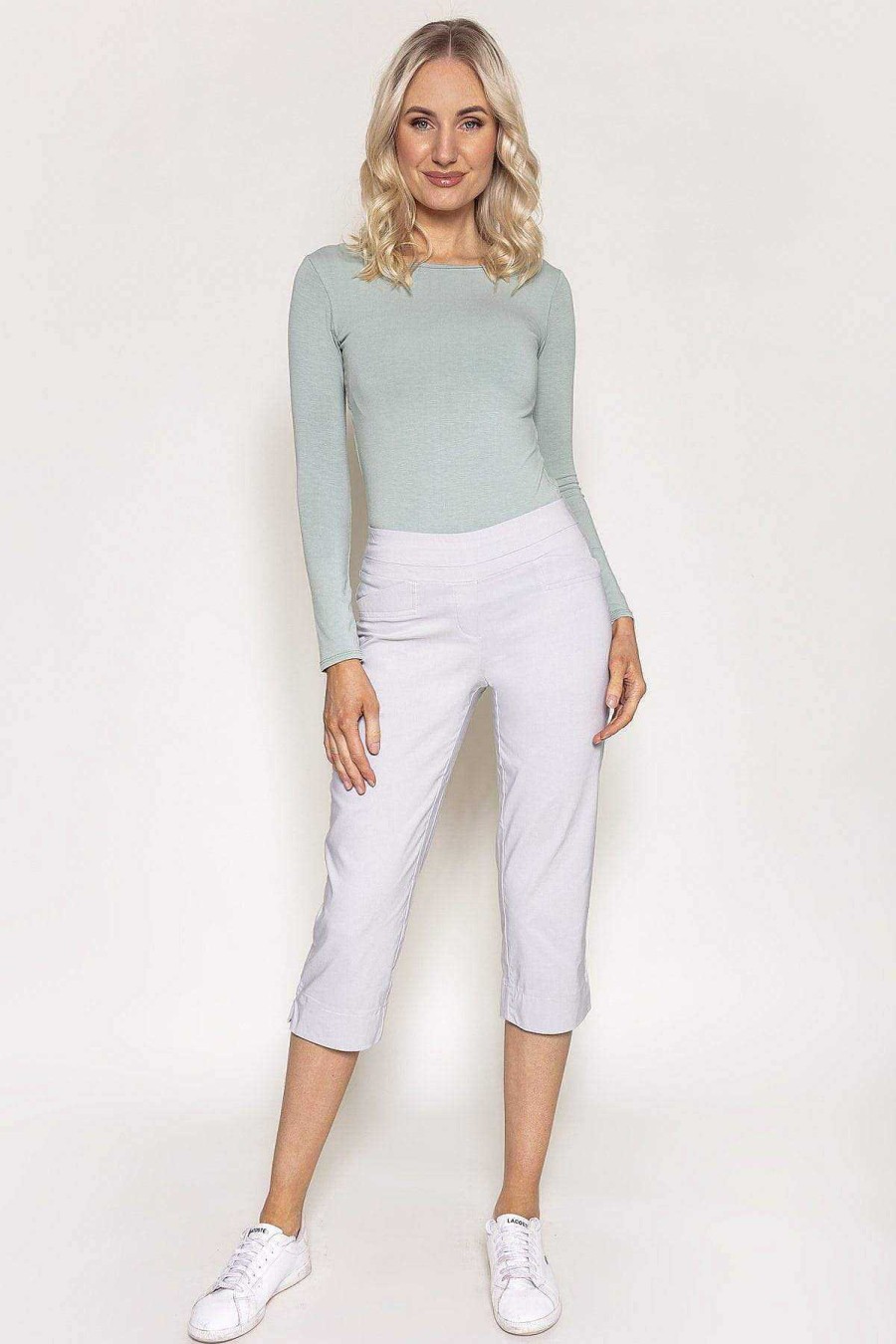 Jeans & Trousers | Kelly & Grace Weekend Bengaline Crop Pants In Grey