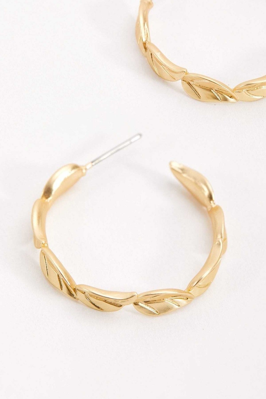 Earrings | Soul Jewellery Open Hoop Leaf Earrings