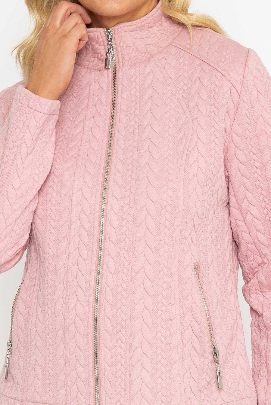 Coats & Jackets | Voulez Vous Textured Jersey Zip Jacket In Pink