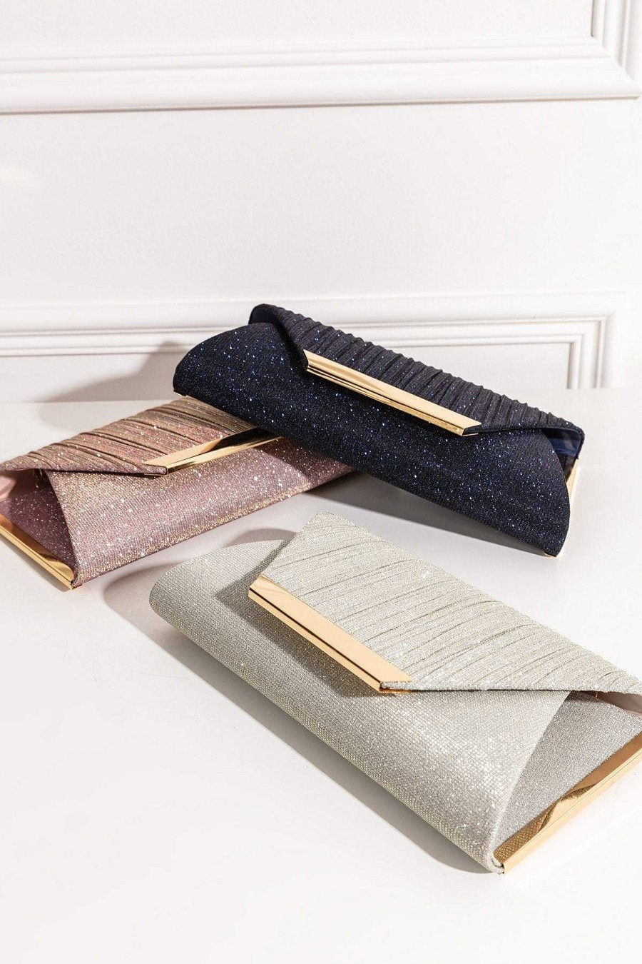 Accessories | Dice Sparkly Envelope Clutch In Silver