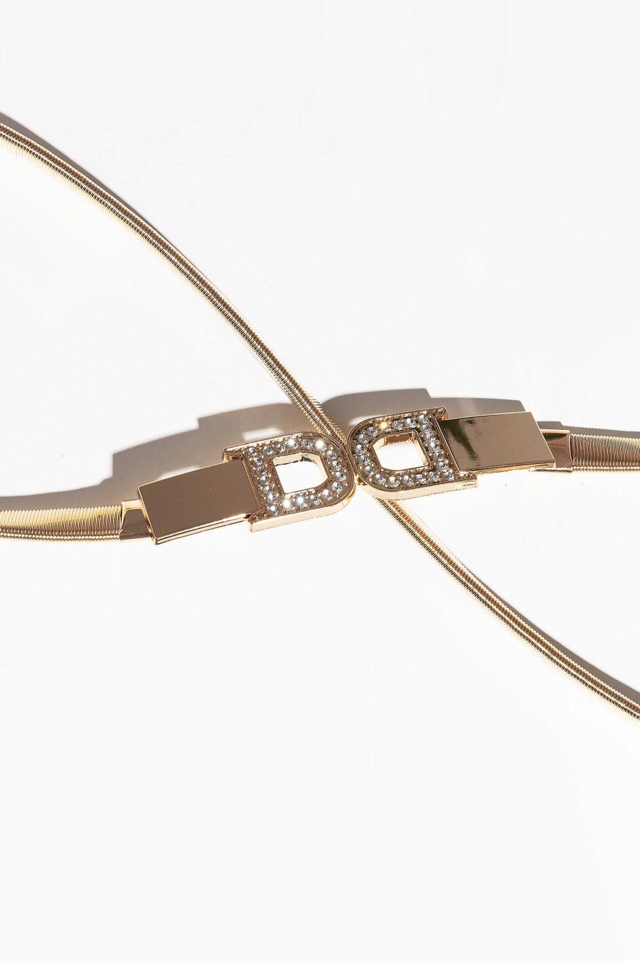 Belts | SOUL Accessories Diamante 'D' Clasp Stretch Belt In Gold