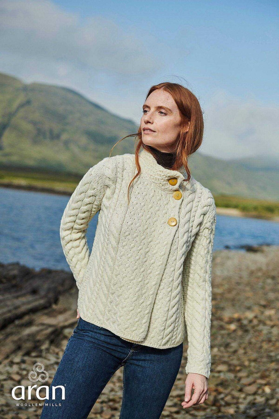 Jumpers & Cardigans | Aran Woollen Mills Super Soft 3 Button Merino Wool Cardigan In White